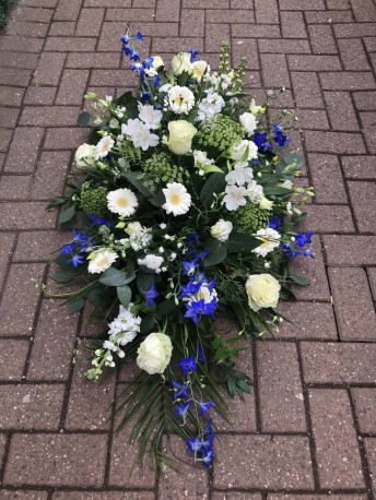Royal In White Coffin Spray.