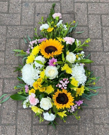 yellow, white, pink spray